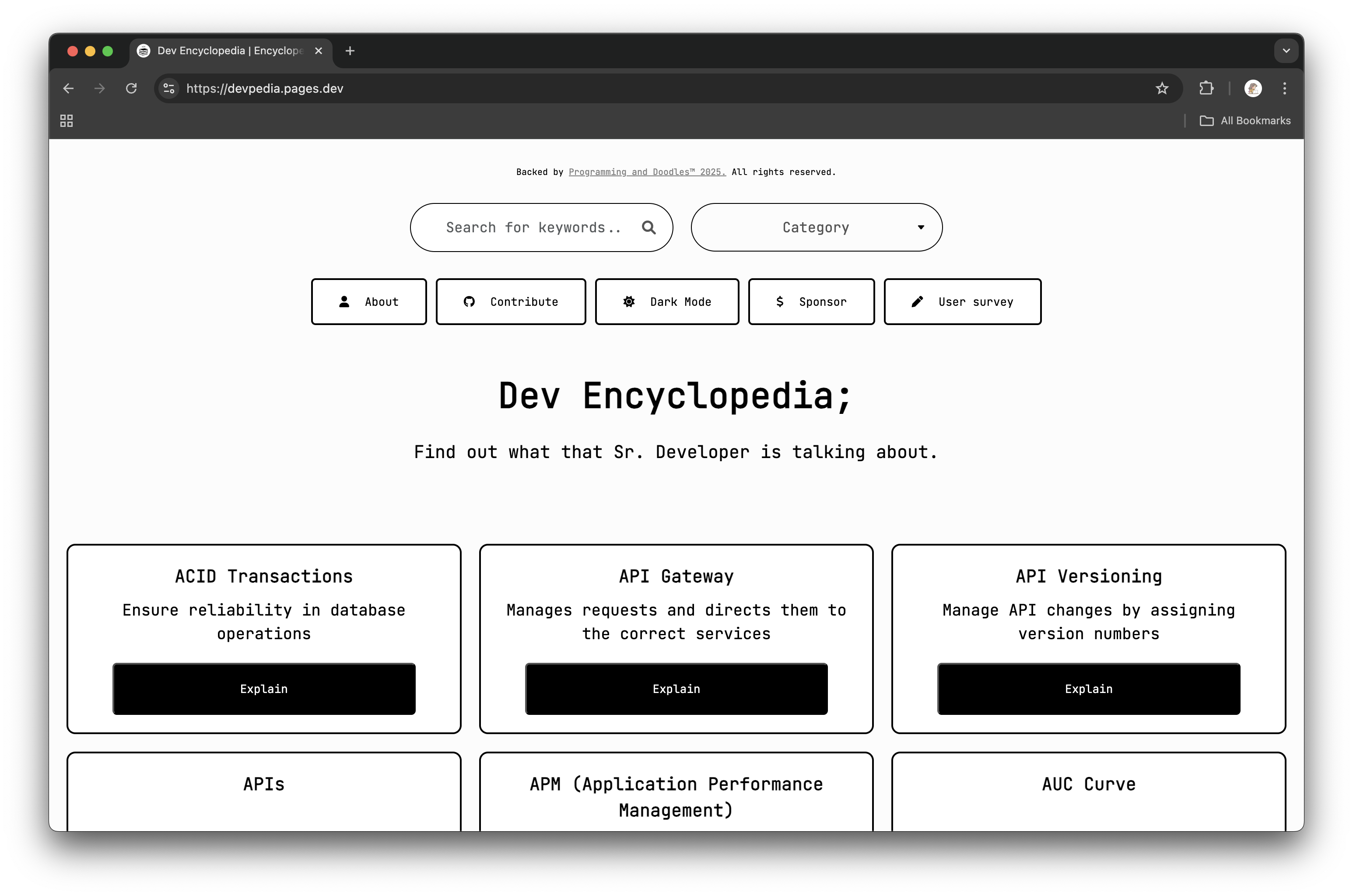 Dev Encyclopedia | A dictionary for programmers