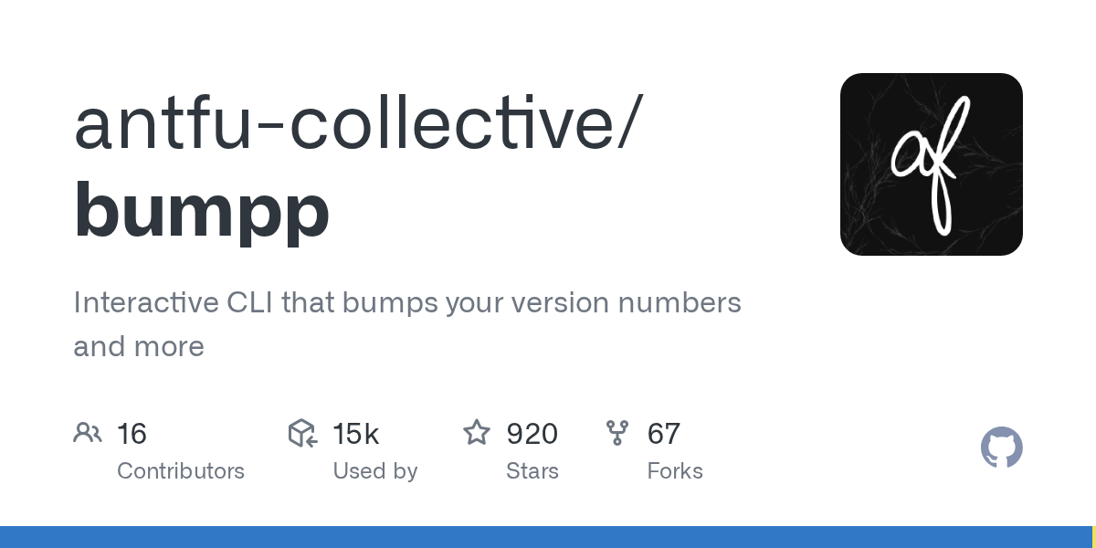 GitHub - antfu-collective/bumpp: Interactive CLI that bumps your version numbers and more