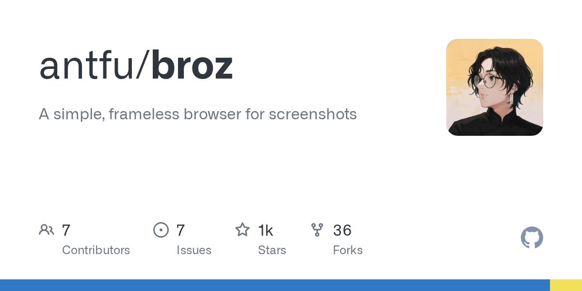 GitHub - antfu/broz: A simple, frameless browser for screenshots