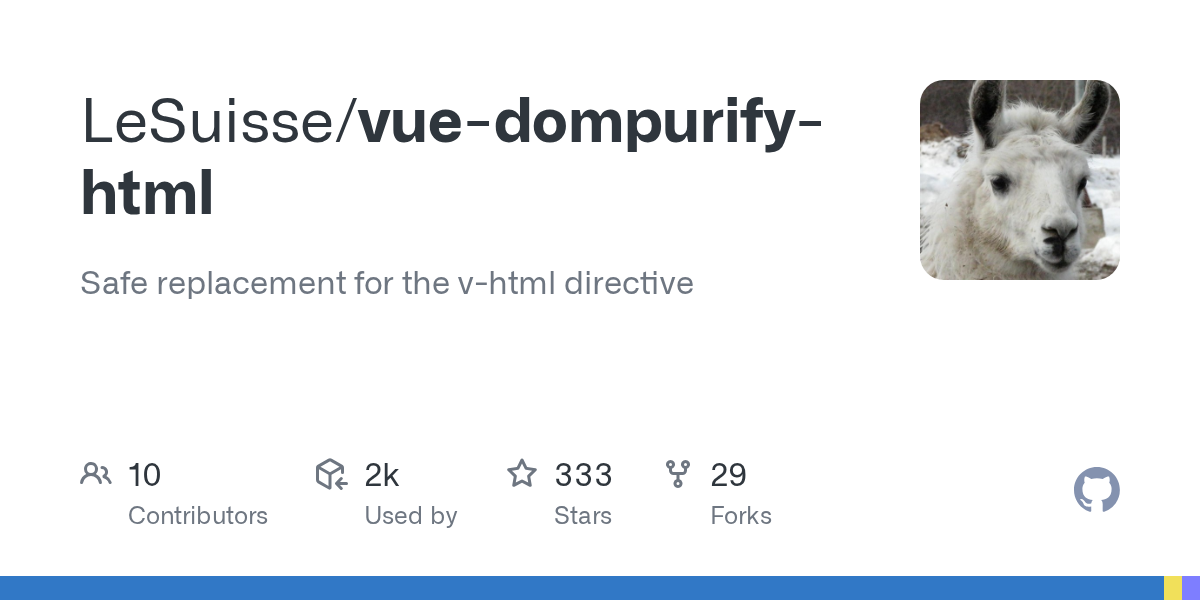 GitHub - LeSuisse/vue-dompurify-html: Safe replacement for the v-html directive
